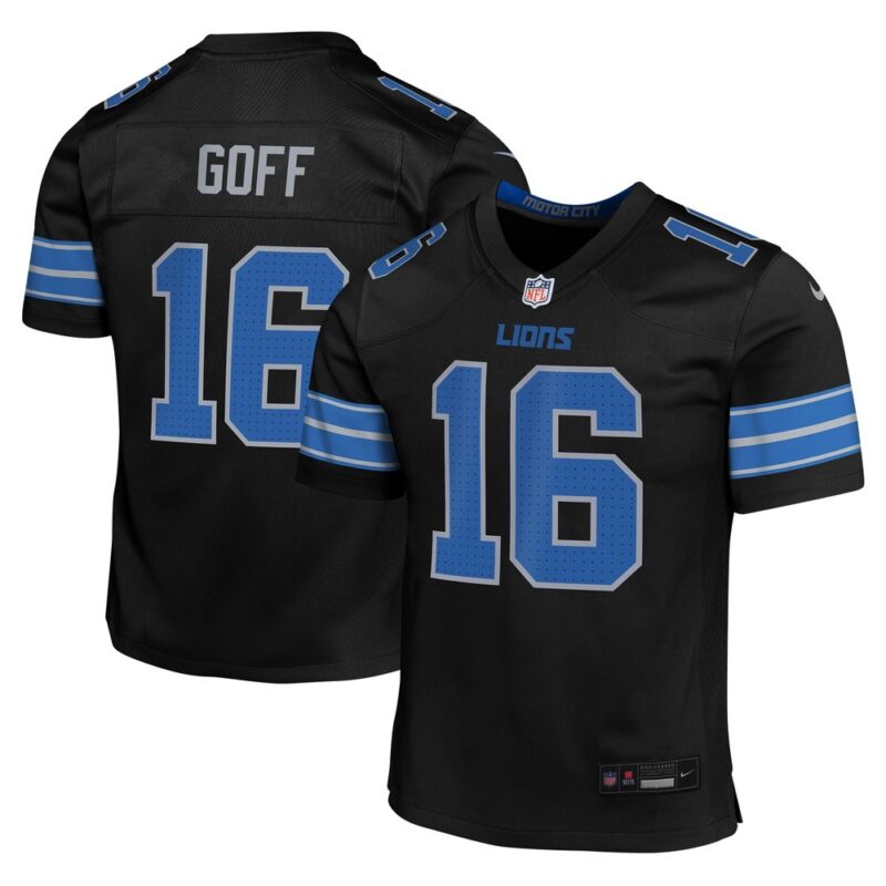686279e287be8_1 Youth Detroit Lions #16 Jared Goff Black Alternate Player Game Jersey