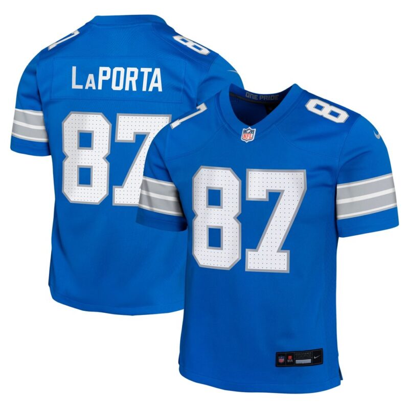686279f3b2f4c_1 Youth Detroit Lions #87 Sam LaPorta Blue Team Player Game Jersey