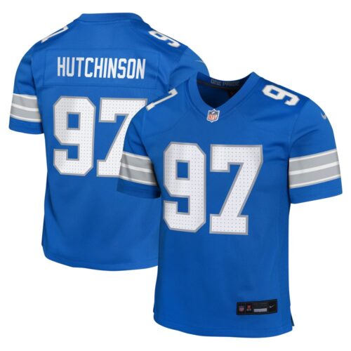 686279f6c7901_1 Youth Detroit Lions #97 Aidan Hutchinson Blue Team Player Game Jersey