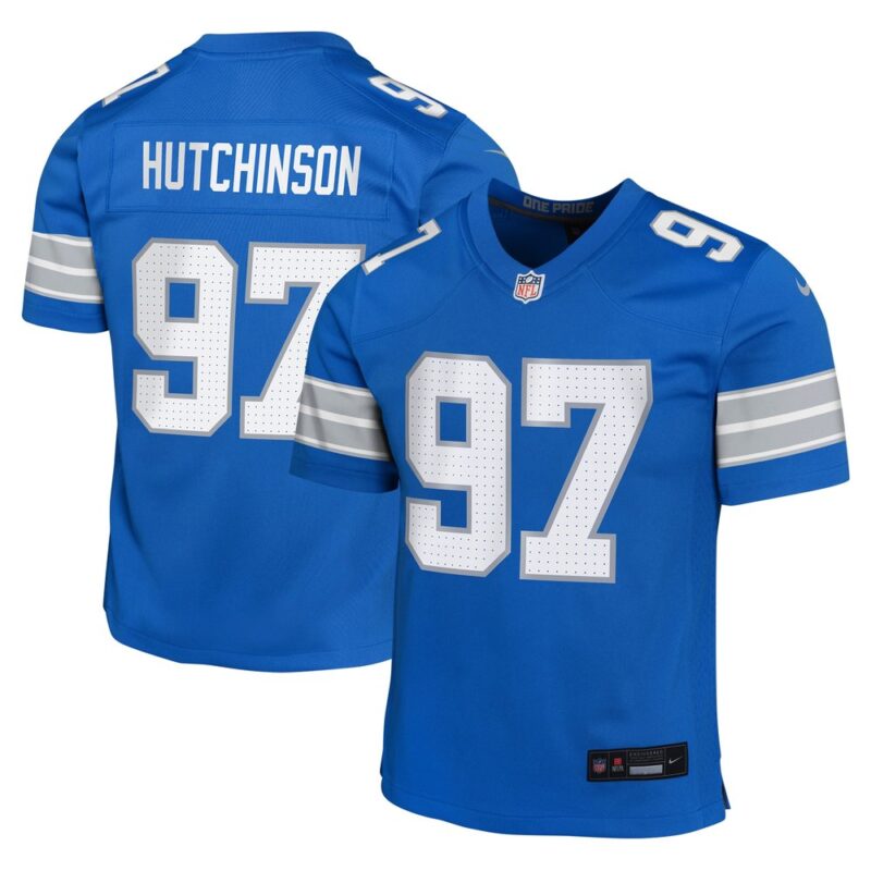 686279f6c7901_1 Youth Detroit Lions #97 Aidan Hutchinson Blue Team Player Game Jersey