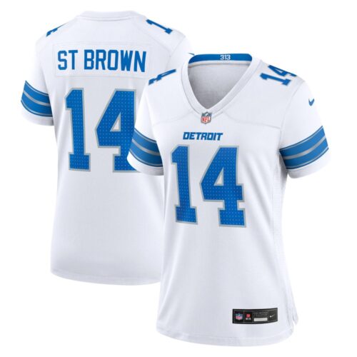 686279fd5664a_1 Women's Detroit Lions #14 Amon-Ra St. Brown White White Game Jersey