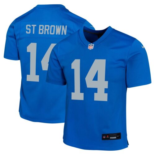 68627a0088705_1 Youth Detroit Lions #14 Amon-Ra St. Brown Blue Alternate Game Jersey