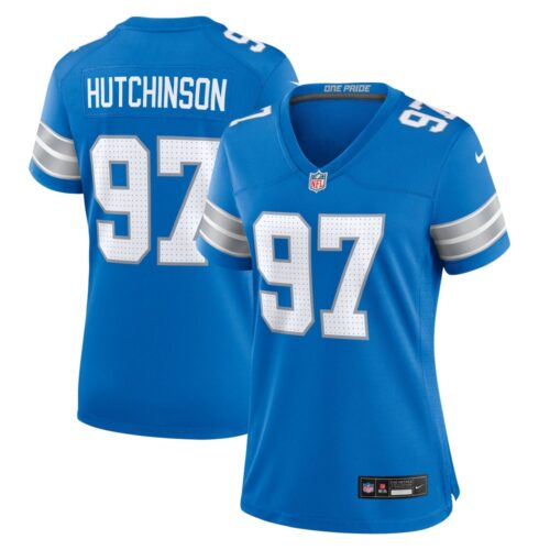 68627a2c9edad_1 Women's Detroit Lions #97 Aidan Hutchinson Blue Game Jersey