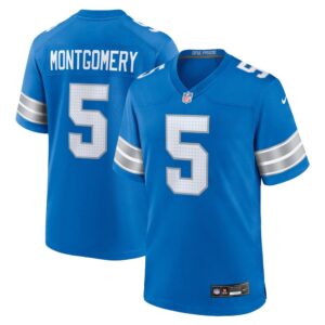 68627a394f5ce_1 Men's Detroit Lions David Montgomery Blue Game Jersey