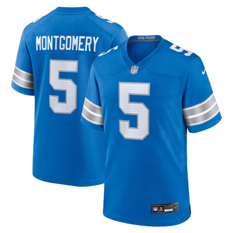 68627a394f5ce_1 Men's Detroit Lions David Montgomery Blue Game Jersey