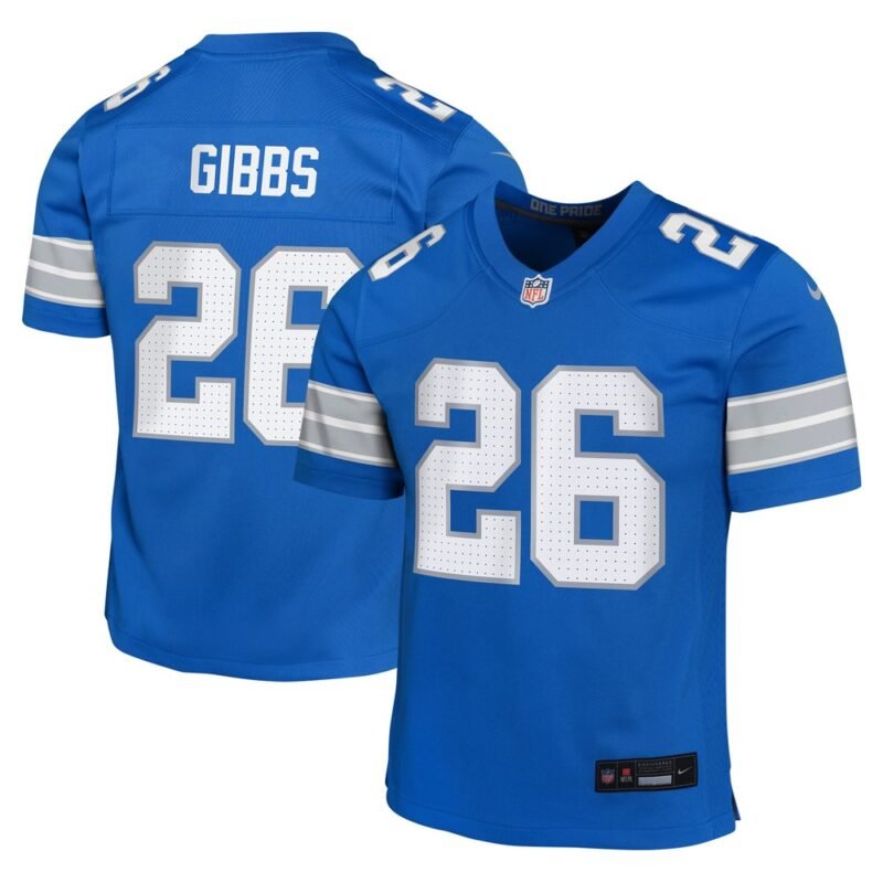 Youth Detroit Lions #26 Jahmyr Gibbs  Blue Team Player Game Jersey