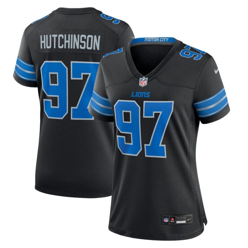 68627a6622c36_1 Women's Detroit Lions #97 Aidan Hutchinson Black 2nd Alternate Game Jersey