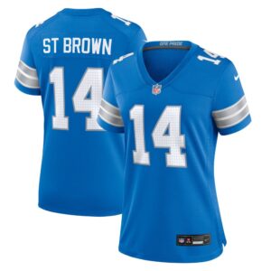 68627a765a52e_1 Women's Detroit Lions #14 Amon-Ra St. Brown Blue Team Game Jersey