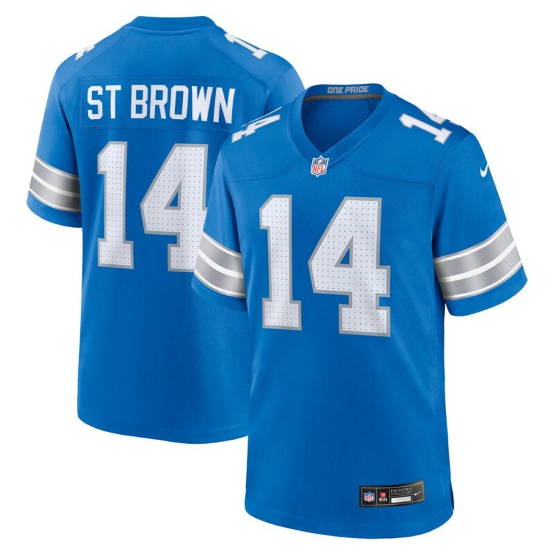 68627a9c8dc7c_1 Men's Detroit Lions #14 Amon-Ra St. Brown Blue Game Jersey