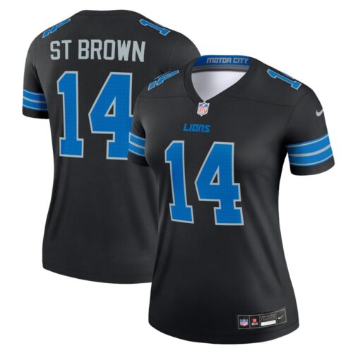 68627aa009a5b_1 Women's Detroit Lions #14 Amon-Ra St. Brown Black Legend Jersey
