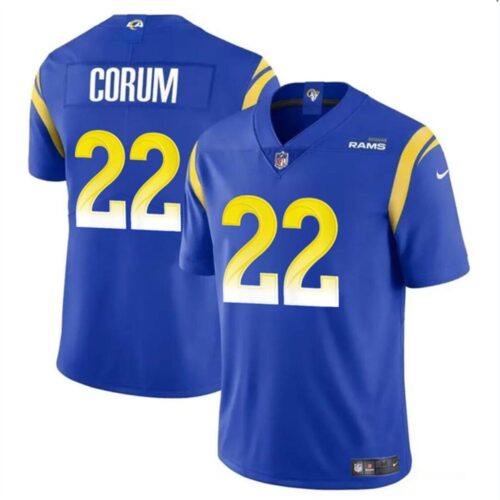 68627b0acc95e_1 Youth Los Angeles Rams #22 Blake Corum Blue 2024 Draft Vapor Untouchable Stitched Football Jersey
