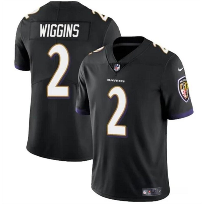 68627b5c1b2bd_1 Youth Baltimore Ravens #2 Nate Wiggins Black 2024 Draft Vapor Limited Football Jersey