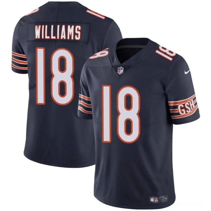 68627b70d7e25_1 Youth Chicago Bears #18 Caleb Williams Navy 2024 Draft Vapor Stitched Football Jersey