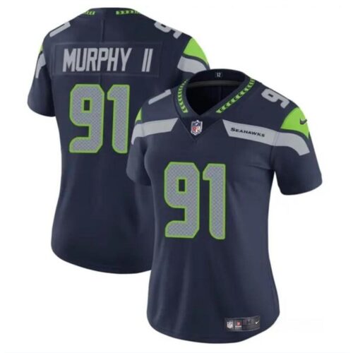 68627b8535330_1 Women's Seattle Seahawks #91 Byron Murphy II 2024 Draft Navy Vapor Limited Stitched Football Jersey(Run Small)