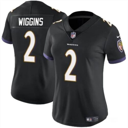 68627bbc364e8_1 Women's Baltimore Ravens #2 Nate Wiggins Black 2024 Draft Football Jersey(Run Small)