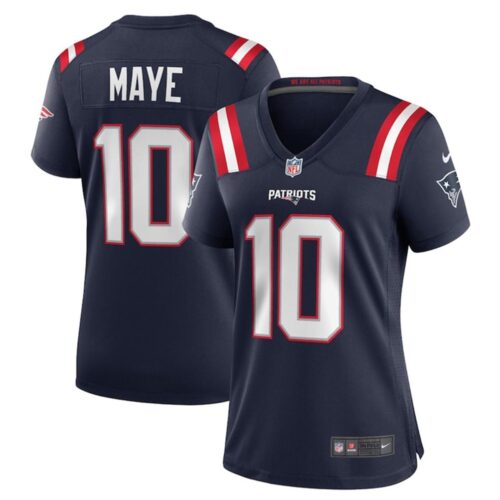 68627bce56f90_1 Women's New England Patriots #10 Drake Maye 2024 Draft Navy Stitched Jersey(Run Small)