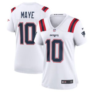 68627bd5a3e23_1 Women's New England Patriots #10 Drake Maye 2024 Draft White Stitched Jersey(Run Small)