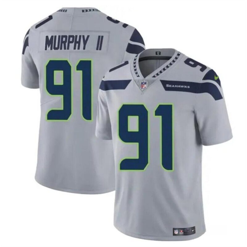 68627c211eb17_1 Men's Seattle Seahawks #91 Byron Murphy II Grey 2024 Draft Vapor Limited Stitched Football Jersey