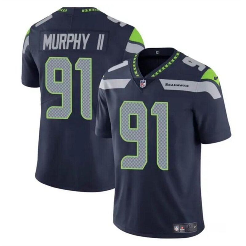 68627c24654b3_1 Men's Seattle Seahawks #91 Byron Murphy II Navy 2024 Draft Vapor Limited Stitched Football Jersey