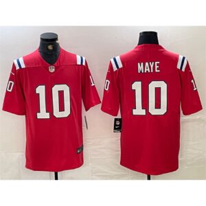 68627c38a2263_1 Men's New England Patriots #10 Drake Maye Red 2024 Draft Vapor Limited Stitched Football Jersey