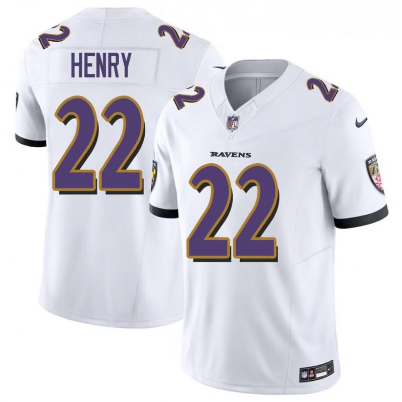 68627d3bbbc24_1 Youth Baltimore Ravens #22 Derrick Henry White F.U.S.E Vapor Limited Jersey
