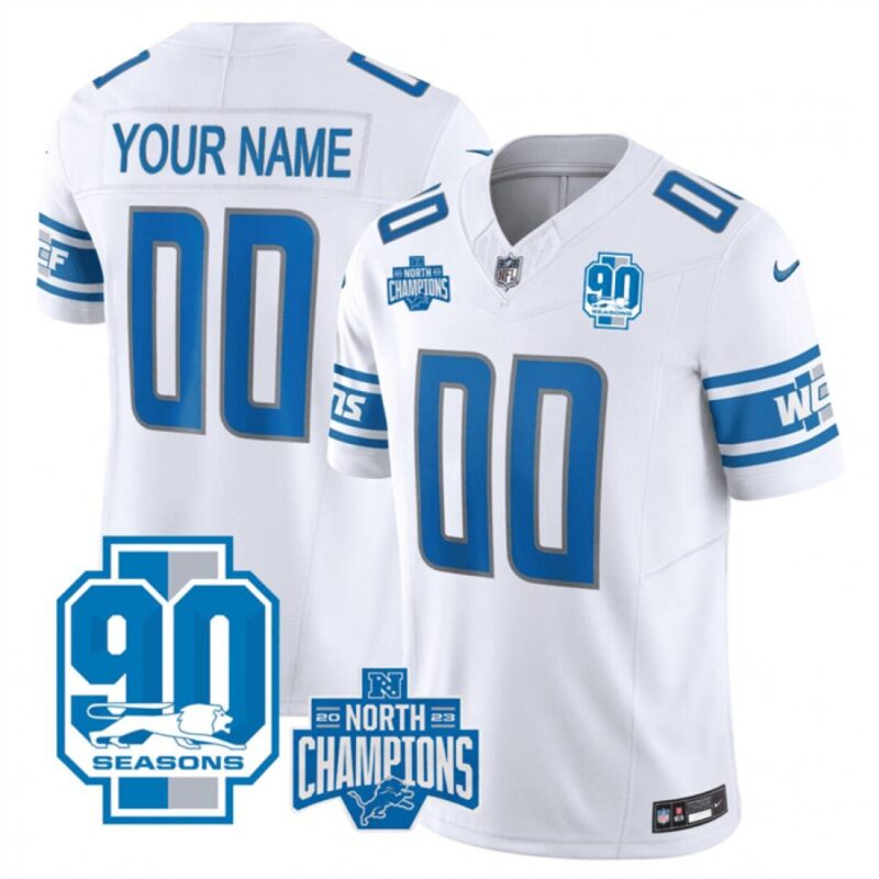 68627da790db7_1 Men's Detroit Lions Active Player Custom White 2023 F.U.S.E. 90th Anniversary NFC North Division Champions Vapor Limited Stitched Football Jersey