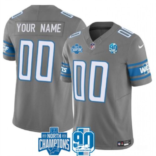 68627daa1bb57_1 Men's Detroit Lions Active Player Custom Grey 2023 F.U.S.E. 90th Anniversary NFC North Division Champions Vapor Limited Stitched Football Jersey