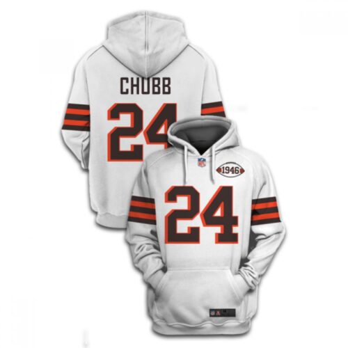 68627df183b83_1 Men's Cleveland Browns Active Player Custom 2021 White 1946 Collection Pullover Hoodie
