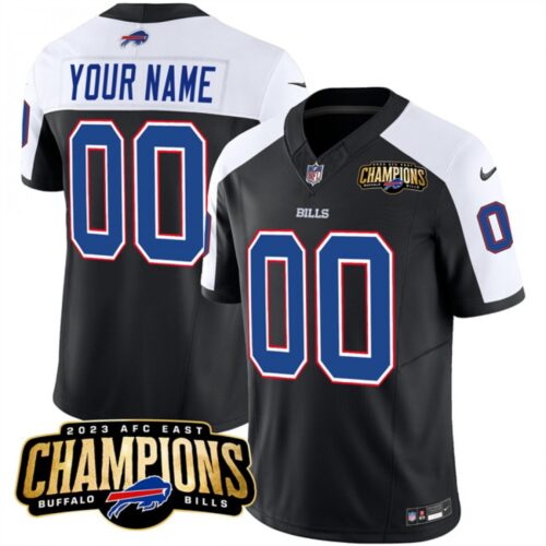 68627e00d0e76_1 Men's Buffalo Bills Active Player Custom Black/White 2023 F.U.S.E. AFC East Champions Ptach Stitched Football Jersey