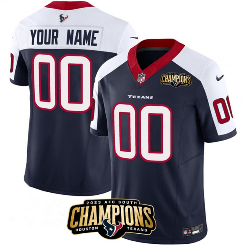 68627e0868025_1 Men's Houston Texans Active Player Custom Navy/White 2023 F.U.S.E. AFC South Champions Patch Limited Stitched Football Jersey