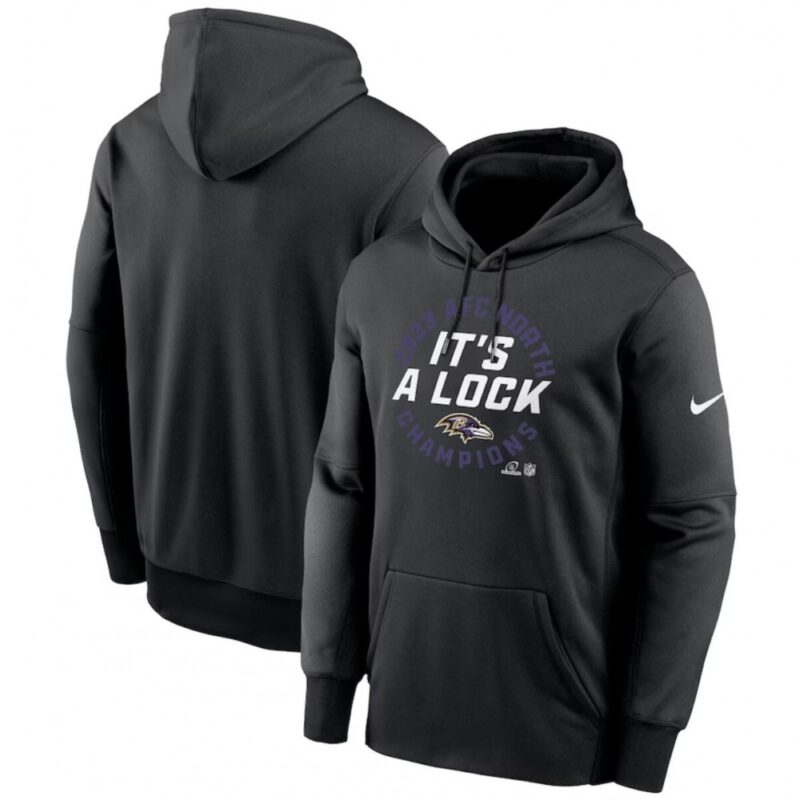68627e6a5150b_1 Men's Baltimore Ravens Black 2023 AFC North Division Champions Locker Room Trophy Collection Pullover Hoodie