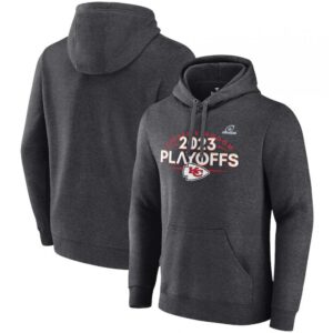 68627eee3a950_1 Men's Kansas City Chiefs Heather Charcoal 2023 Playoffs Fleece Pullover Hoodie