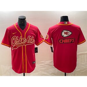 68627ef139e1d_1 Men's Kansas City Chiefs Red Team Big Logo With Patch Cool Base Stitched Baseball Jersey