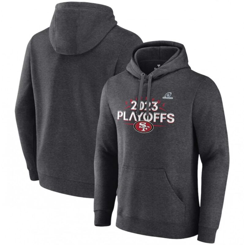 68627f0d161b6_1 Men's San Francisco 49ers Heather Charcoal 2023 Playoffs Fleece Pullover Hoodie