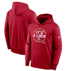 68627f1041353_1 Men's San Francisco 49ers Red 2023 NFC West Division Champions Locker Room Trophy Collection Pullover Hoodie