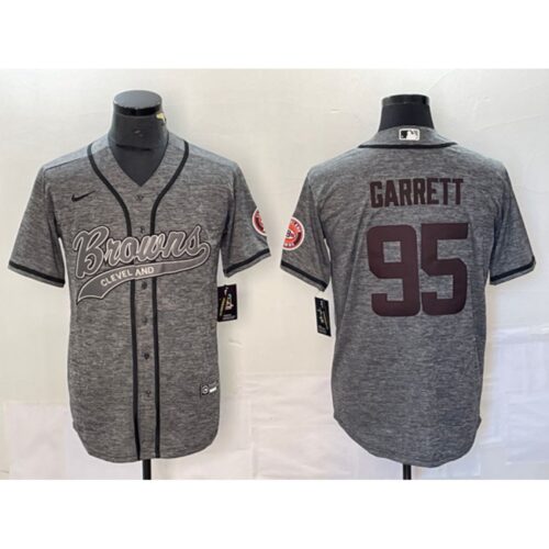 68627f662d391_1 Men's Cleveland Browns #95 Myles Garrett Grey With Patch Cool Base Stitched Baseball Jersey