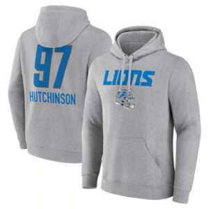 68627f69d32dd_1 Men's Detroit Lions #97 Aidan Hutchinson Heather Gray Team Wordmark Player Name & Number Pullover Hoodie
