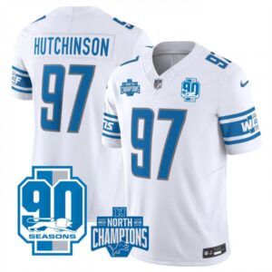 68627f77ea894_1 Men's Detroit Lions #97 Aidan Hutchinson White 2023 F.U.S.E. 90th Anniversary NFC North Division Champions Vapor Untouchable Limited Stitched Jersey