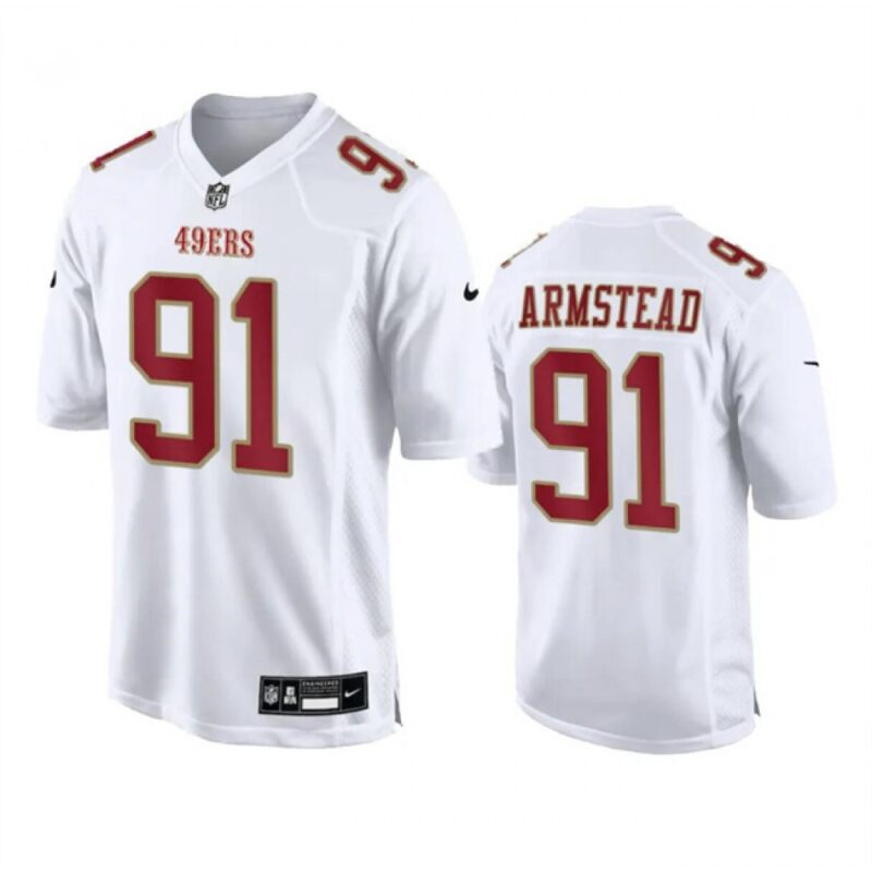68627f9119329_1 Men's San Francisco 49ers #91 Arik Armstead White Fashion Limited Stitched Game Football Jersey