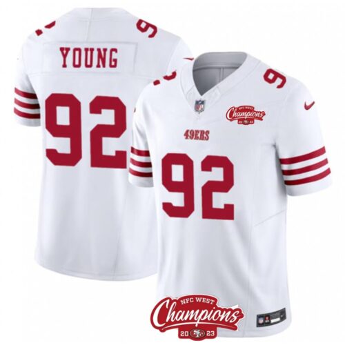 68627f984bdfe_1 Men's San Francisco 49ers #92 Chase Young White 2023 F.U.S.E. NFC West Champions Patch Stitched Football Jersey