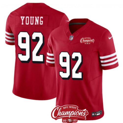 68627f9bcb773_1 Men's San Francisco 49ers #92 Chase Young Red 2023 F.U.S.E. NFC West Champions Patch Alternate Stitched Football Jersey