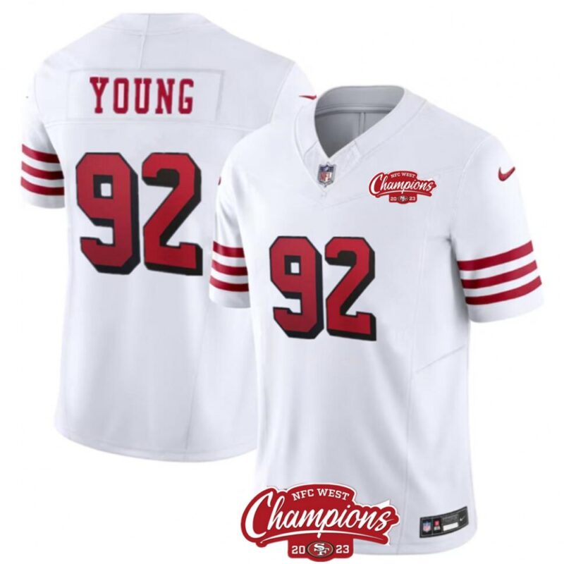 68627f9f41a52_1 Men's San Francisco 49ers #92 Chase Young White 2023 F.U.S.E. NFC West Champions Patch Alternate Stitched Football Jersey