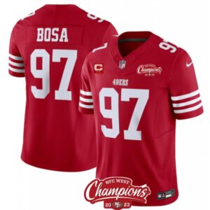 68627fad95fa3_1 Men's San Francisco 49ers #97 Nick Bosa Red 2023 F.U.S.E. With 2-star C Patch And NFC West Champions Patch Stitched Football Jersey