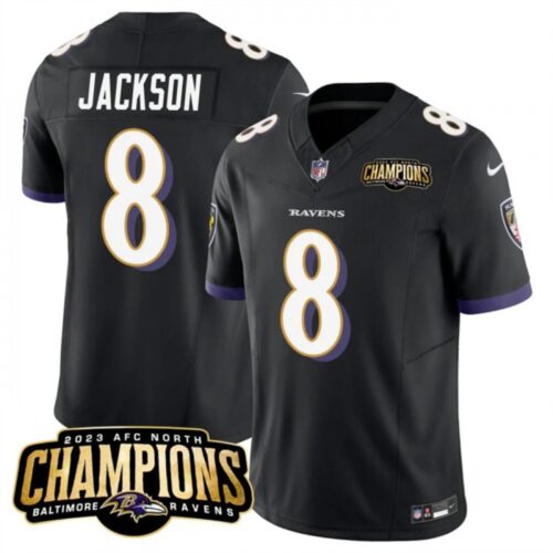 6862803be534a_1 Men's Baltimore Ravens #8 Lamar Jackson Black 2023 F.U.S.E. AFC North Champions Vapor Limited Football Jersey