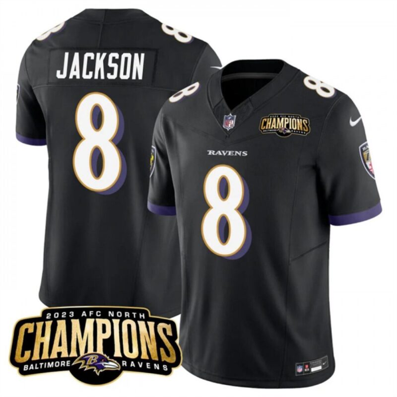 6862803be534a_1 Men's Baltimore Ravens #8 Lamar Jackson Black 2023 F.U.S.E. AFC North Champions Vapor Limited Football Jersey