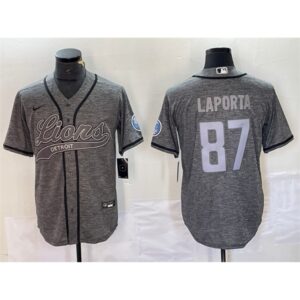 68628057da2b8_1 Men's Detroit Lions #87 Sam LaPorta Grey Cool Base Stitched Baseball Jersey