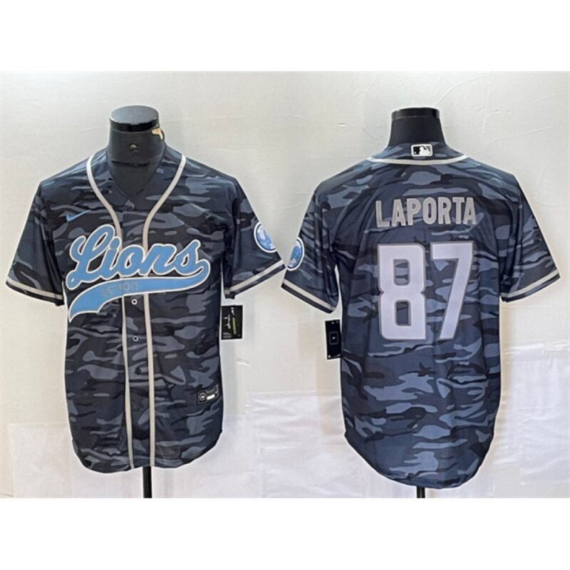 6862805f165eb_1 Men's Detroit Lions #87 Sam LaPorta Grey Camo Cool Base Stitched Baseball Jersey