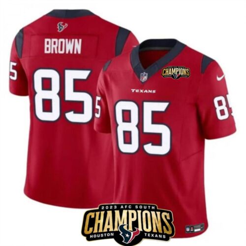 68628069912b5_1 Men's Houston Texans #85 Noah Brown Red 2023 F.U.S.E. AFC South Champions Patch Vapor Untouchable Limited Stitched Football Jersey