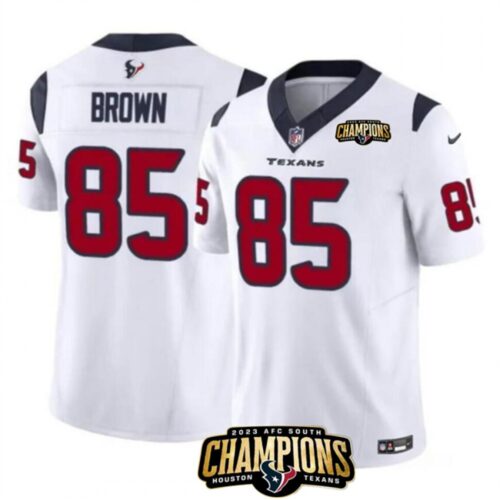 6862806d288fa_1 Men's Houston Texans #85 Noah Brown White 2023 F.U.S.E. AFC South Champions Patch Vapor Untouchable Limited Stitched Football Jersey