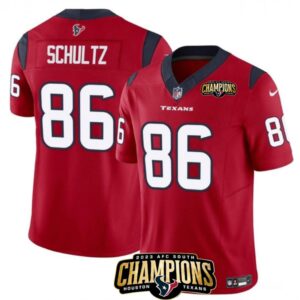 68628070df4f5_1 Men's Houston Texans #86 Dalton Schultz Red 2023 F.U.S.E. AFC South Champions Patch Vapor Untouchable Limited Stitched Football Jersey